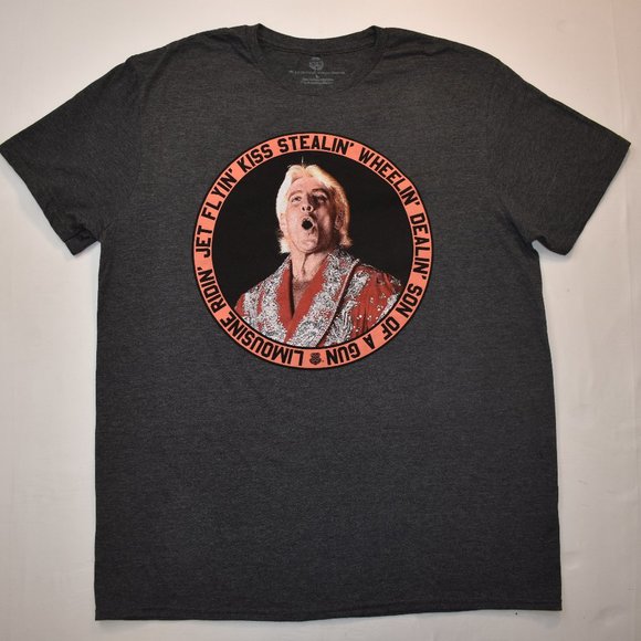 WWE Other - WWE Mens Ric Flair Kiss Stealin' Jet Flyin' Wheelin' Dealin' Shirt New Large